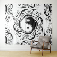 Yin & Yang-Symbol Schwarz-Weiß-Tätowierstil