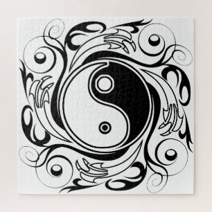 Yin & Yang Symbol Schwarz-Weiß-Tätowierungsstil