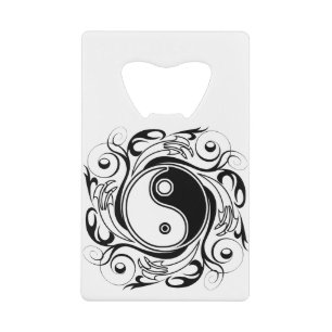 Yin & Yang Symbol Schwarz-Weiß-Tätowierungsstil Geldbeutel Flaschenöffner