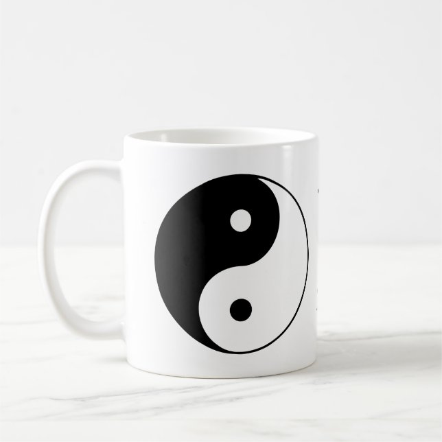 Yin Yang Symbol-Schwarz-weißer Name Kaffeetasse (Links)