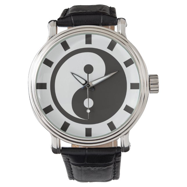 Yin Yang Symbol - solide Tätowierung Armbanduhr (Vorderseite)
