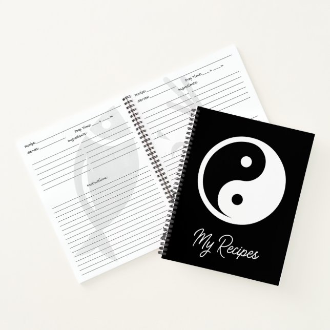 Yin Yang Symbol - solide Tätowierung-Design 2 Notizbuch (Innenseite)