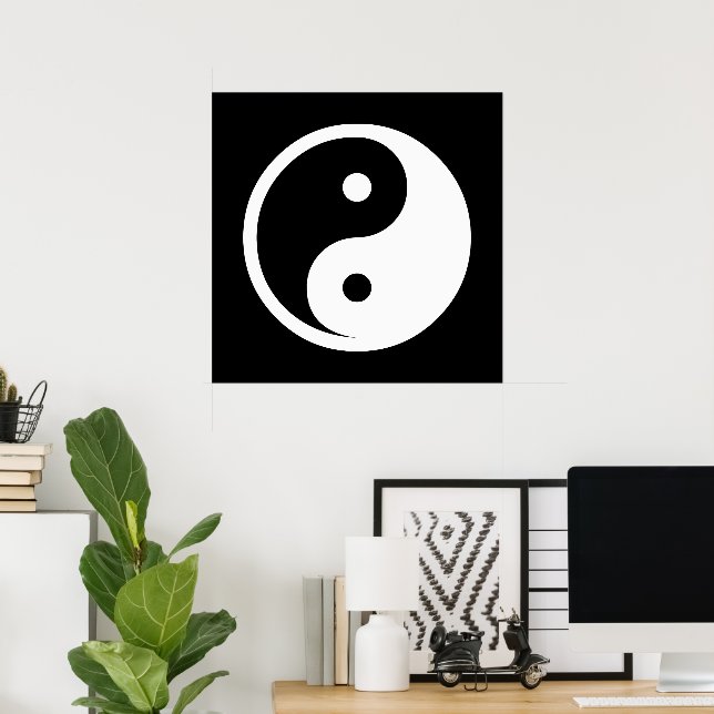 Yin Yang Symbol - solide Tätowierung-Design 2 Poster (Heimbüro)