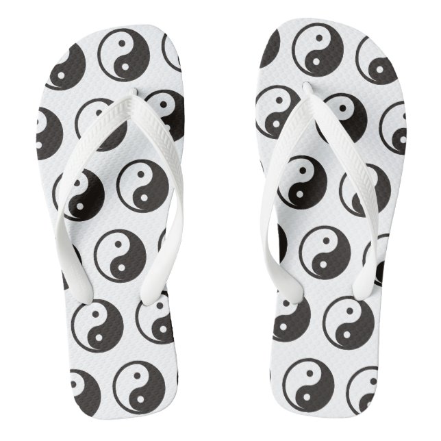 Yin Yang Symbol - solide Tätowierung Flip Flops (Fußbett)