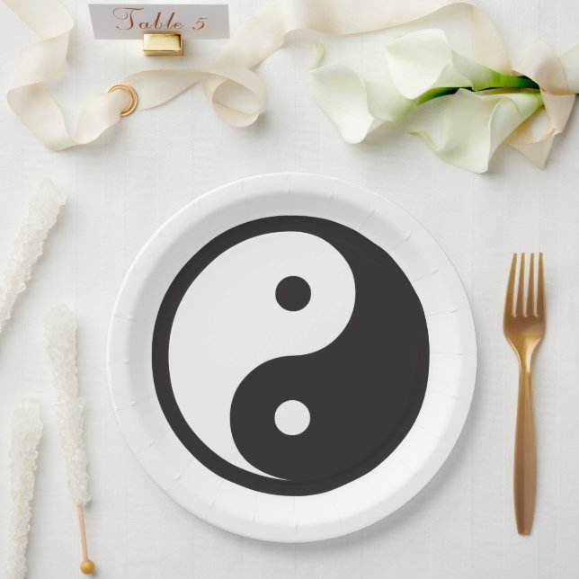 Yin Yang Symbol - solide Tätowierung Pappteller (Hochzeit)