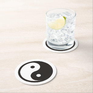 Yin Yang Symbol - solide Tätowierung Runder Pappuntersetzer