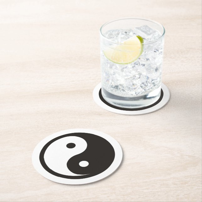 Yin Yang Symbol - solide Tätowierung Runder Pappuntersetzer (Vor Ort)