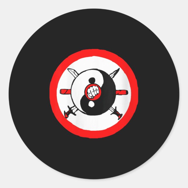 Yin Yang Tai Chi Sword and Fis Runder Aufkleber (Vorderseite)