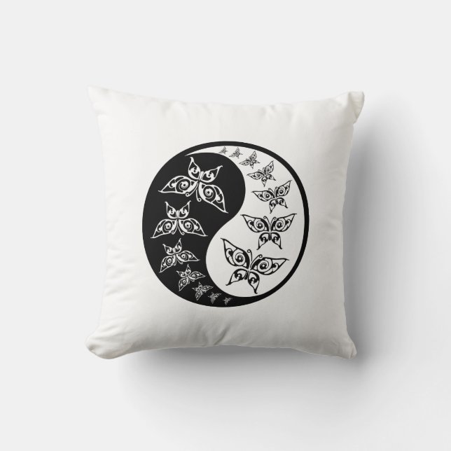 Yin Yang Tao Butterfliegen Kissen (Vorderseite)