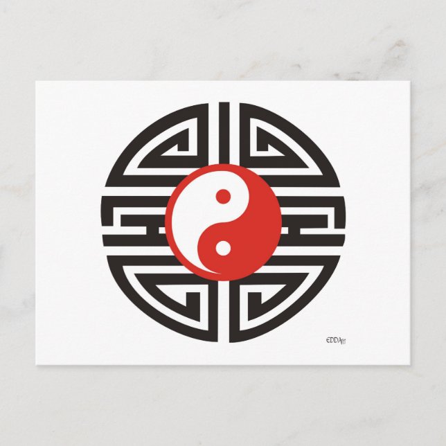 Yin Yang Tattoo Postkarte (Vorderseite)