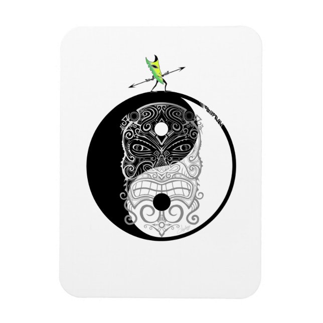 Yin Yang Tiki Warrior Mask Magnet (Vertikal)