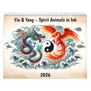 Yin & Yang – Tinten-Tiergestalten Kalender