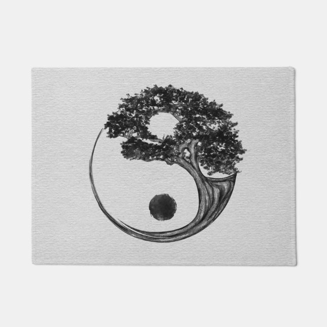 Yin Yang Tree Leinwand Fußmatte (Vorderseite)