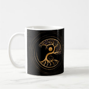 Yin Yang Tree of life - Fluorit und Gold Kaffeetasse