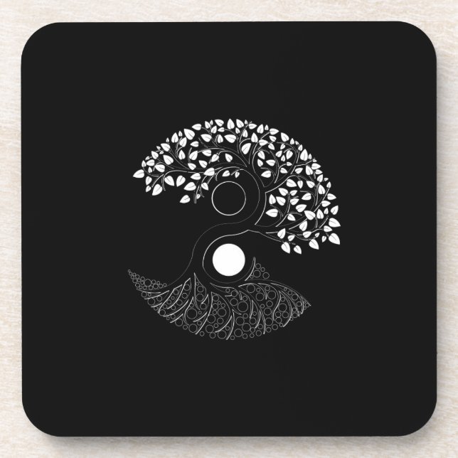 Yin Yang Tree of Life Getränkeuntersetzer (Vorderseite)