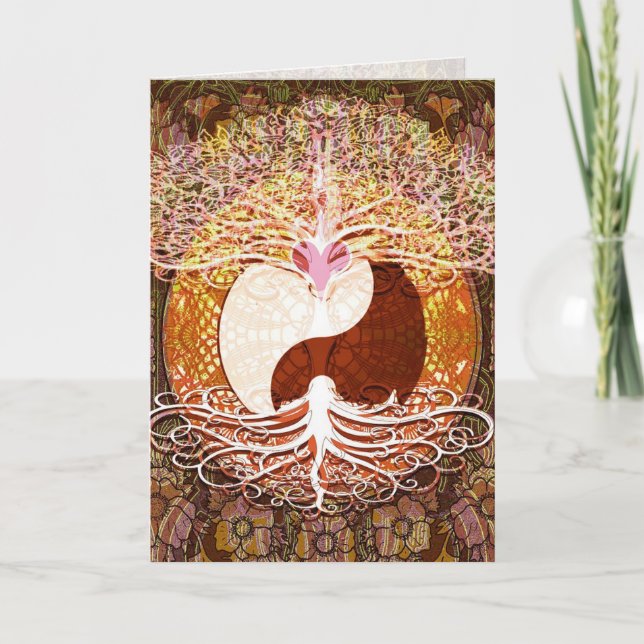 Yin Yang Tree of Life Graphic Arts Card Karte (Vorderseite)
