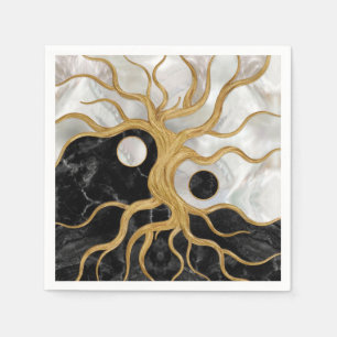 Yin Yang Tree of life - Marmor und Gold Serviette