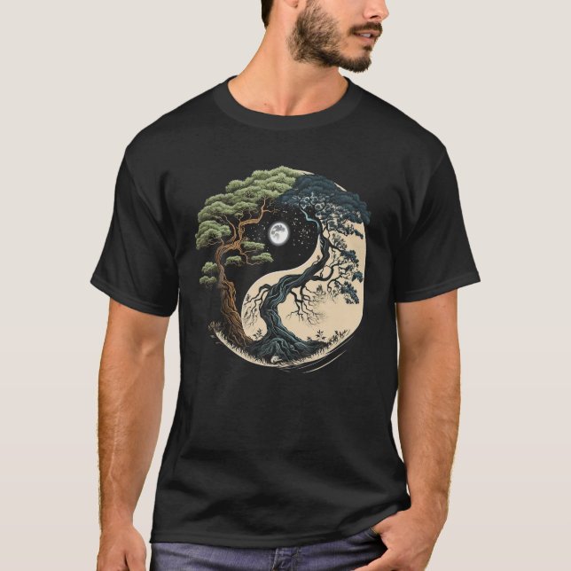 Yin Yang Tree of Life on Buddhist Bonsai Tree T Sh T-Shirt (Vorderseite)