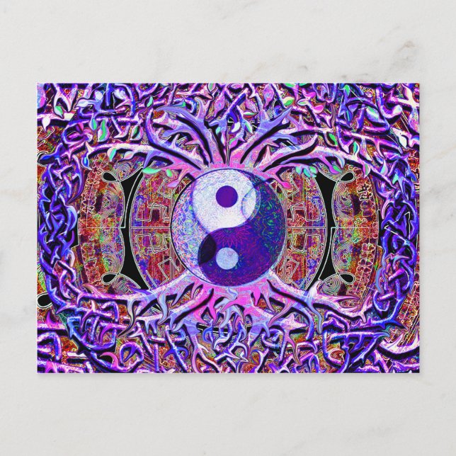 Yin Yang Tree of Life Postkarte (Vorderseite)