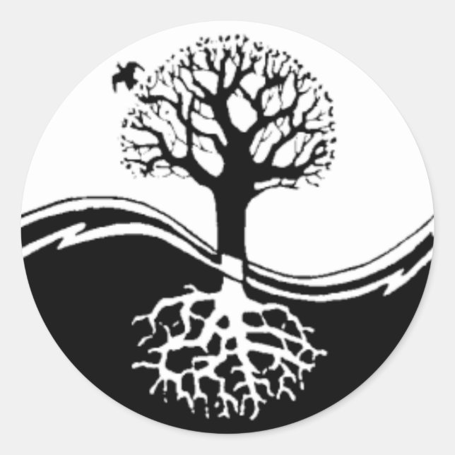 Yin Yang Tree Round Sticker (Vorderseite)
