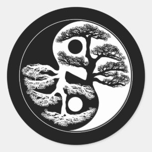Yin Yang Tree Runder Aufkleber