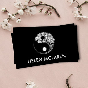 Yin Yang Tree Square Business Card Visitenkarte