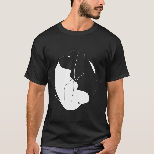 Yin Yang Treeing Walker Coonhound Funny Dog Symbol T-Shirt (Vorderseite)