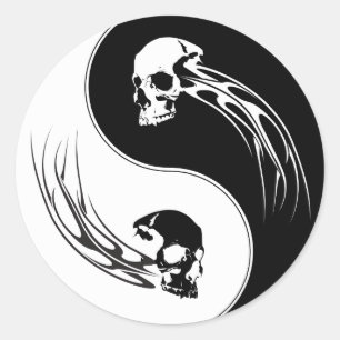Yin Yang Tribal Skull Runder Aufkleber