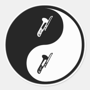 Yin Yang Trombone Runder Aufkleber