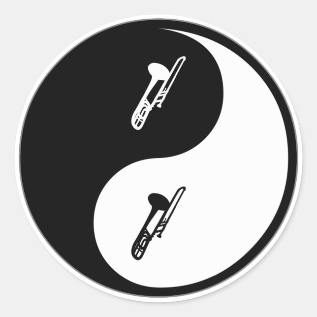 Yin Yang Trombone Runder Aufkleber (Vorderseite)
