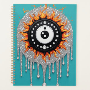 Yin Yang Turquoise Avec Détails Ornementaux Dorés