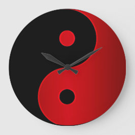 Yin Yang Uhr im Rot und im Schwarzen