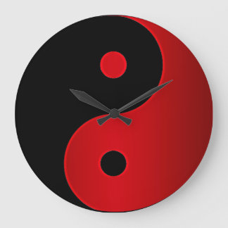 Yin Yang Uhr im Rot und im Schwarzen