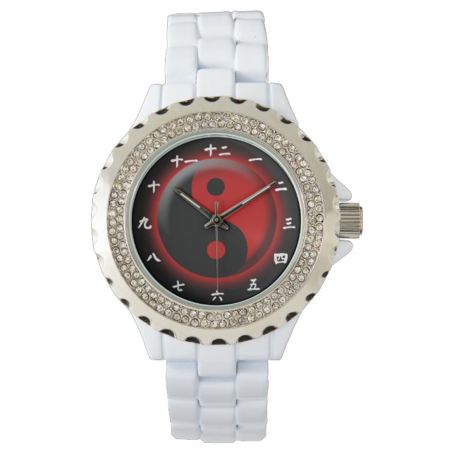 Yin Yang Uhrendesign Armbanduhr (Vorderseite)