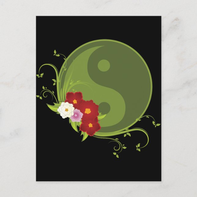 Yin Yang und Blume Postkarte (Vorderseite)