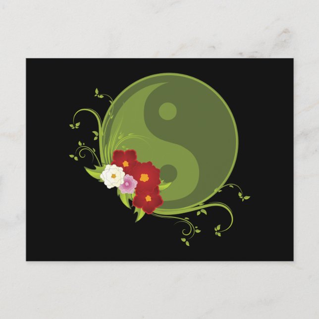 Yin Yang und Blume Postkarte (Vorderseite)