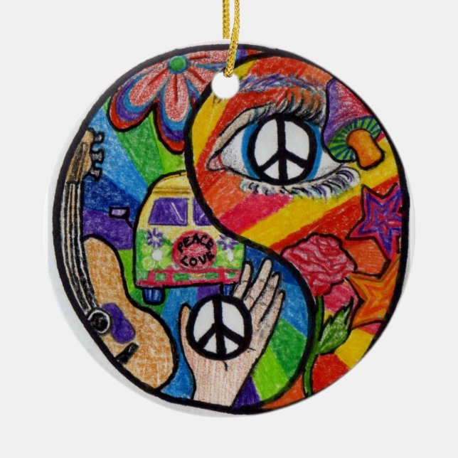 Yin Yang Verzierung Keramikornament (Vorne)