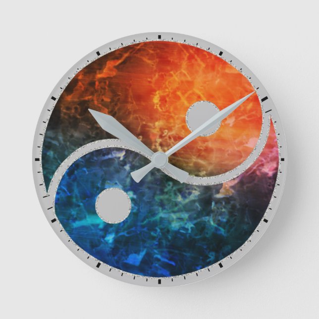 Yin Yang Wall Clock Runde Wanduhr (Vorderseite)