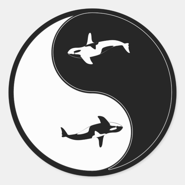 Yin Yang Whale Runder Aufkleber (Vorderseite)