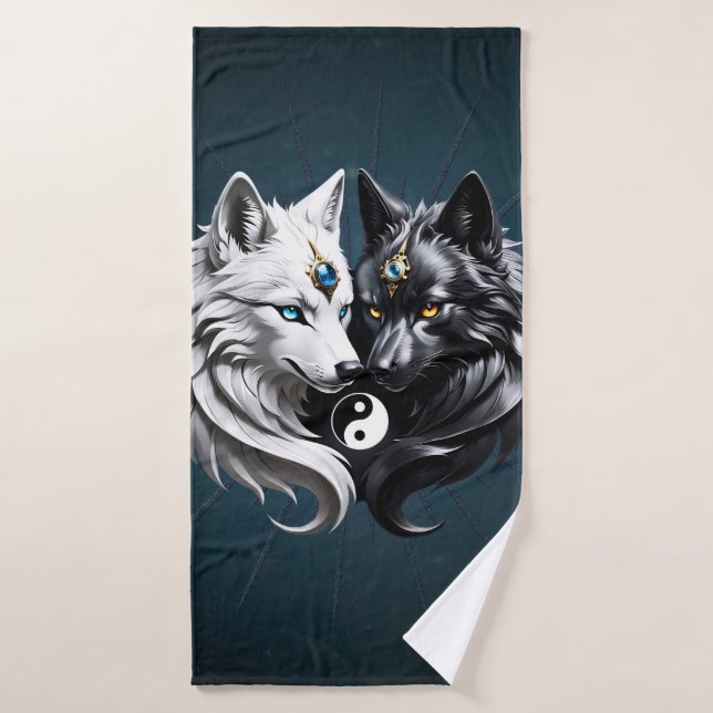 Yin Yang Wolves. Badehandtuch (Badehandtuch)