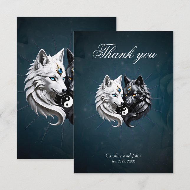 Yin Yang Wolves. Dankeskarte (Vorne/Hinten)