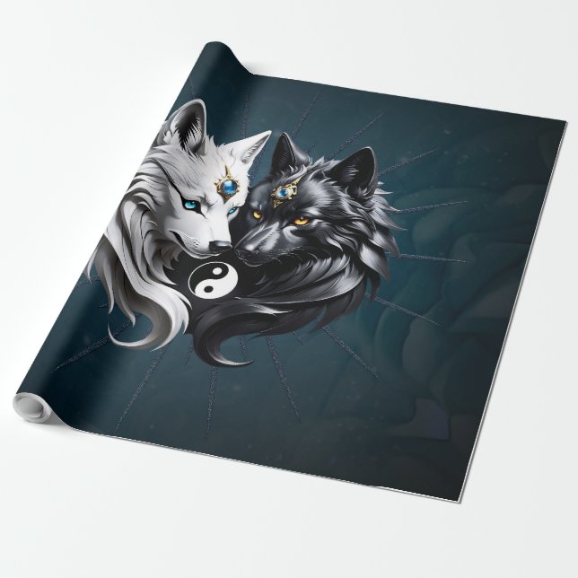 Yin Yang Wolves. Geschenkpapier (Ungerollt)