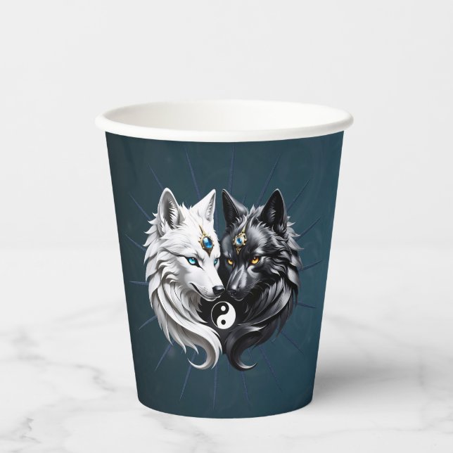 Yin Yang Wolves. Pappbecher (Vorderseite)