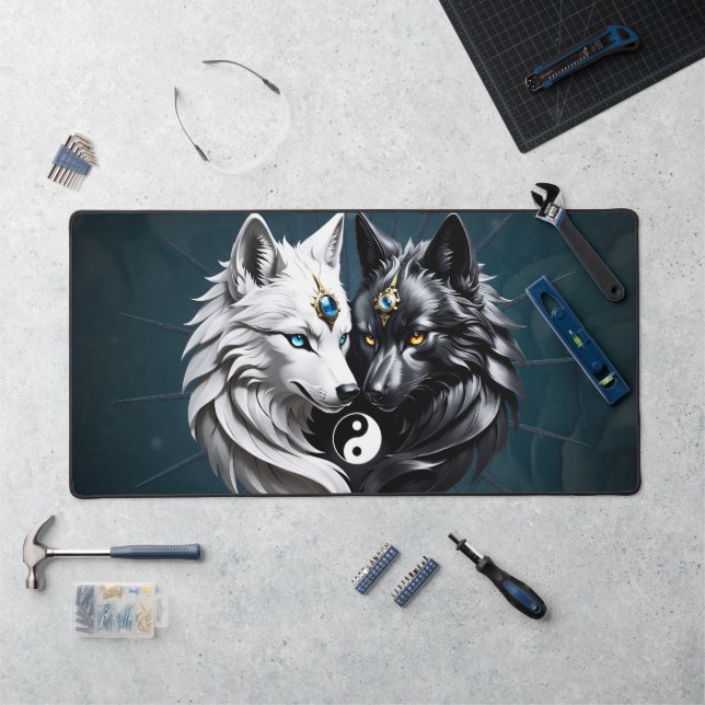 Yin Yang Wolves. Schreibtischunterlage (Arbeitsplatz)