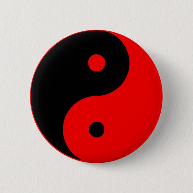 Yin Yang Ying Taoismus-Zeichen-Chinese Taijitu Rot Button (Vorderseite)