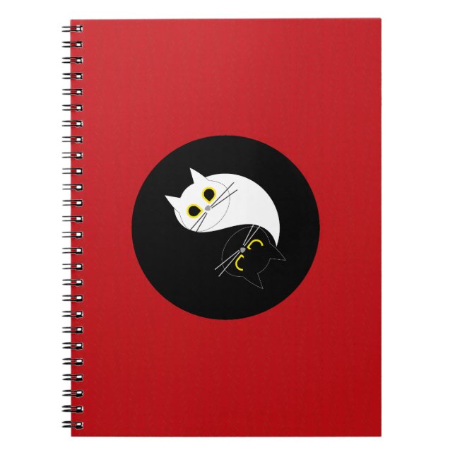 Yin Yang Zen Cat Spiral Notebook Notizblock (Vorderseite)
