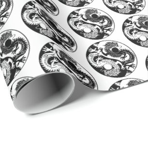 YIN YANG ZWEI DRAGONS GESCHENKPAPIER