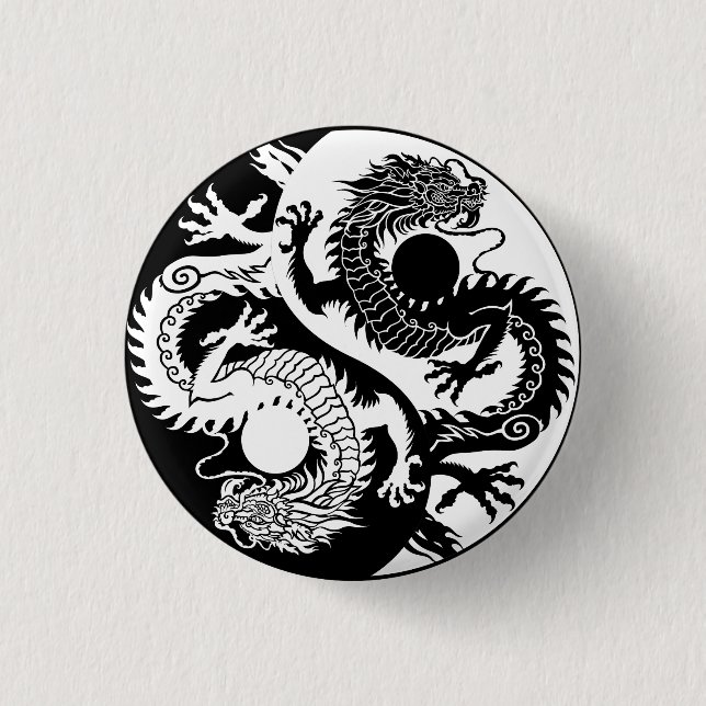 YIN YANG ZWEI DRAGONS SCHLÜSSELANHÄNGER BUTTON (Vorderseite)