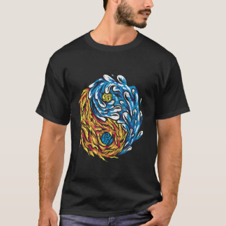 Ying und Yang Fire and Water chinesische Symbole C T-Shirt