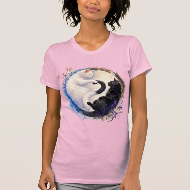 Ying und Yang Kätzchen T-Shirt (Vorderseite)
